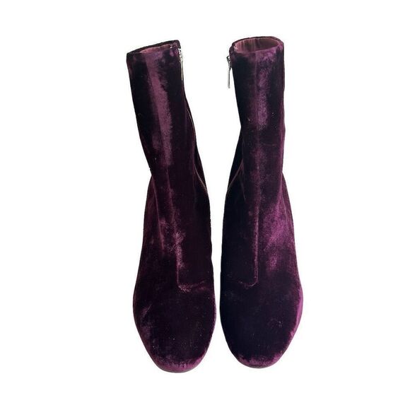 Lauren Ralph Lauren Bridgett Velvet Booties‎ Burgundy Block Heel Women's Size 9B - Picture 3 of 7